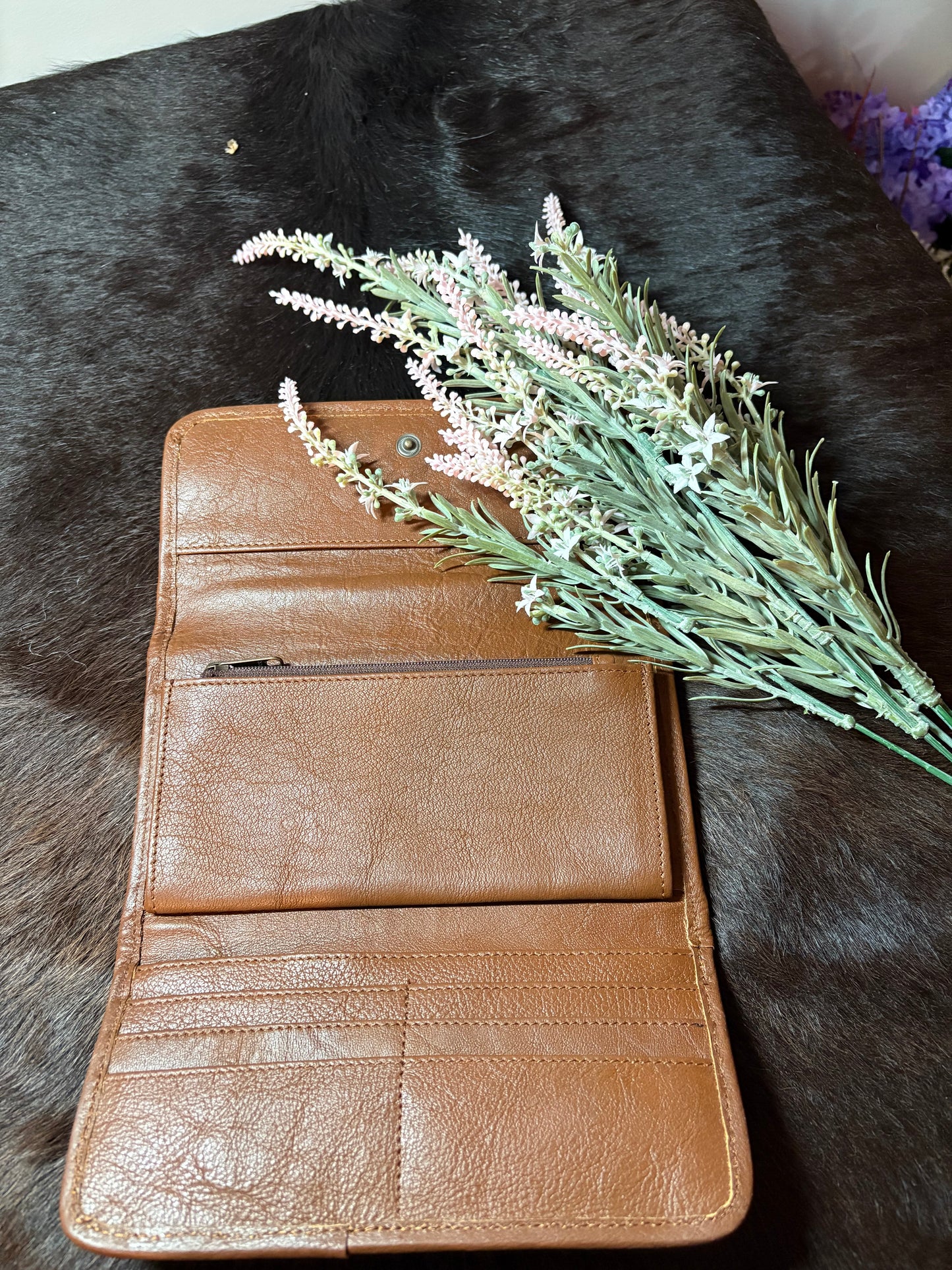 Tooled Leather Trifold Wallet