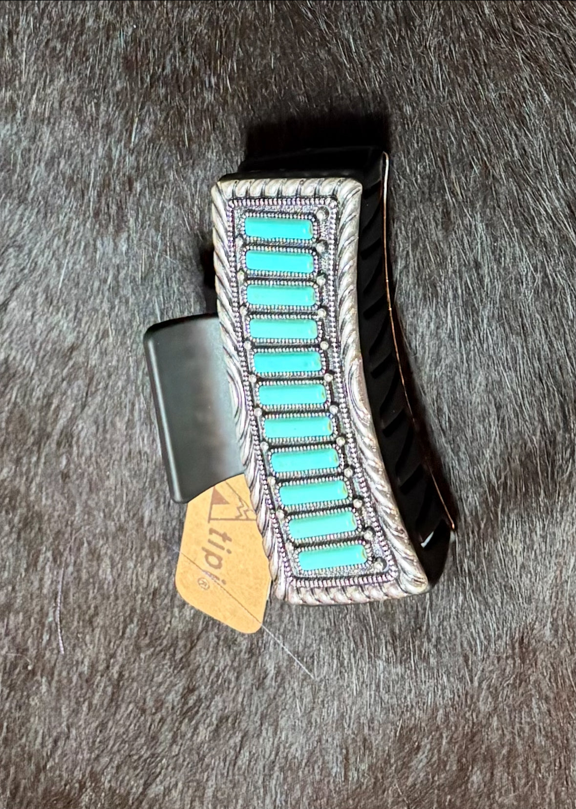 Western Turquoise Colored Stone Claw Clip