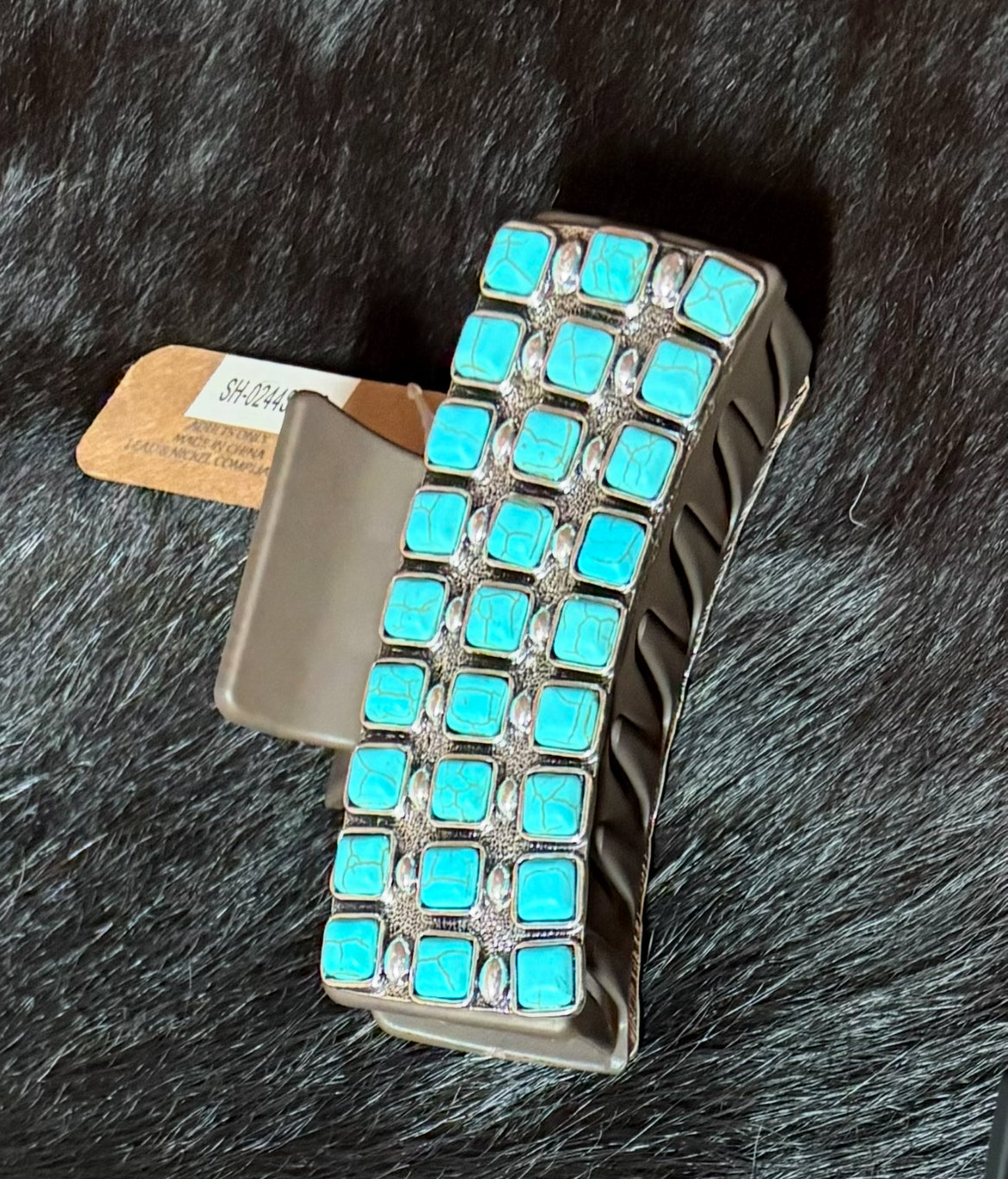 Western Turquoise Rectangle Hair Claw Clip
