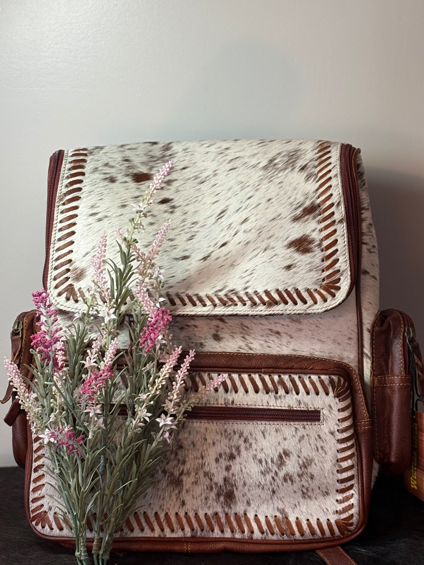Full Size Cowhide and Leather Backpack