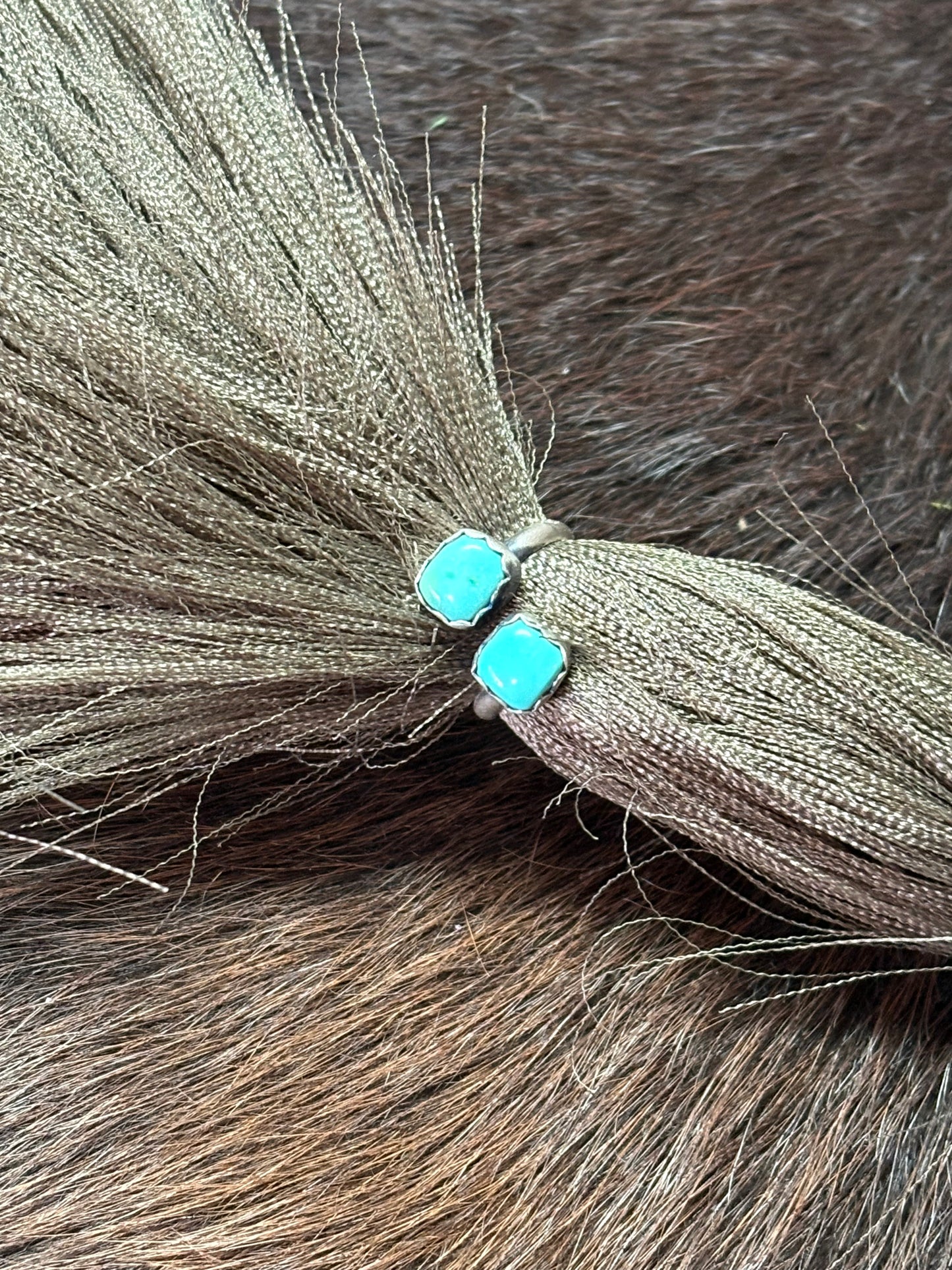 Native American Navajo Handmade Sterling Silver Turquoise Adjustable Ring 6-8