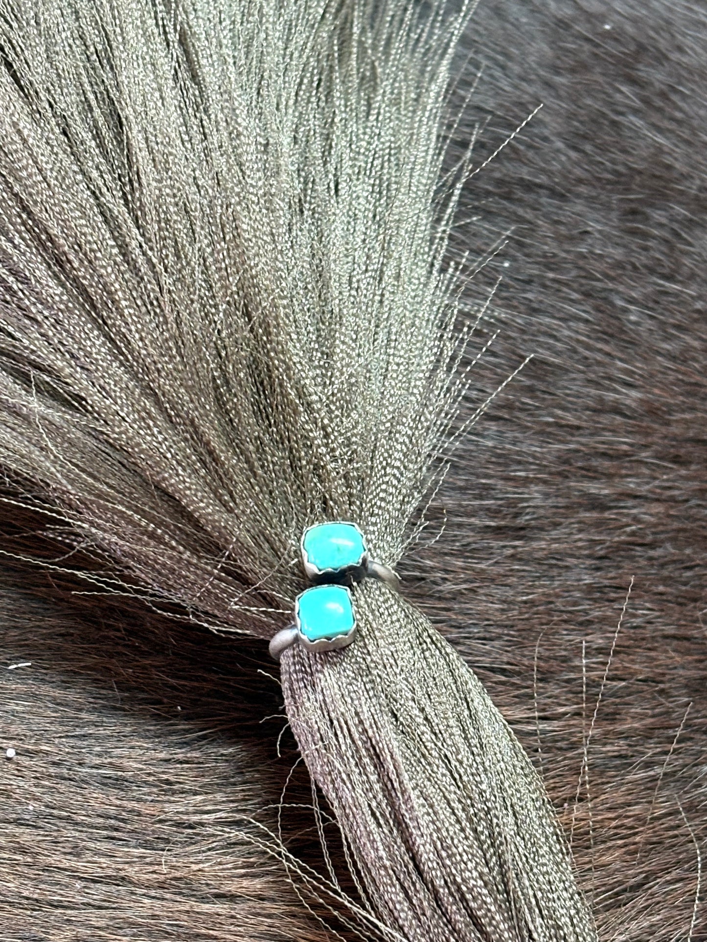 Native American Navajo Handmade Sterling Silver Turquoise Adjustable Ring 6-8