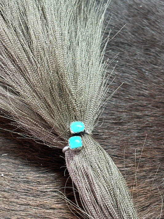 Native American Navajo Handmade Sterling Silver Turquoise Adjustable Ring 6-8