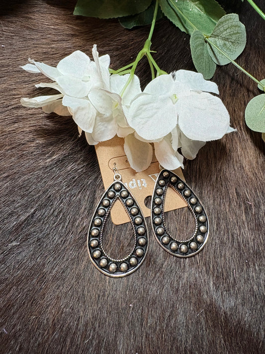 Western Ball Textured Teardrop Dangle Earring