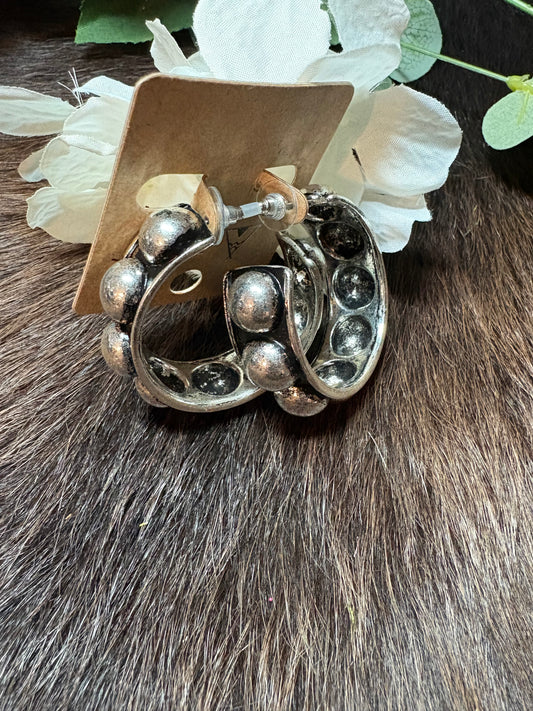 Western Ball Textured Round Hoop Earrings