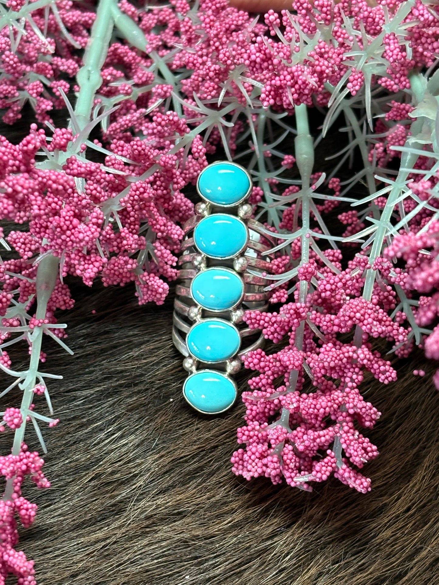 Native American Sterling Navajo Handmade Sleeping Beauty Turquoise Ring