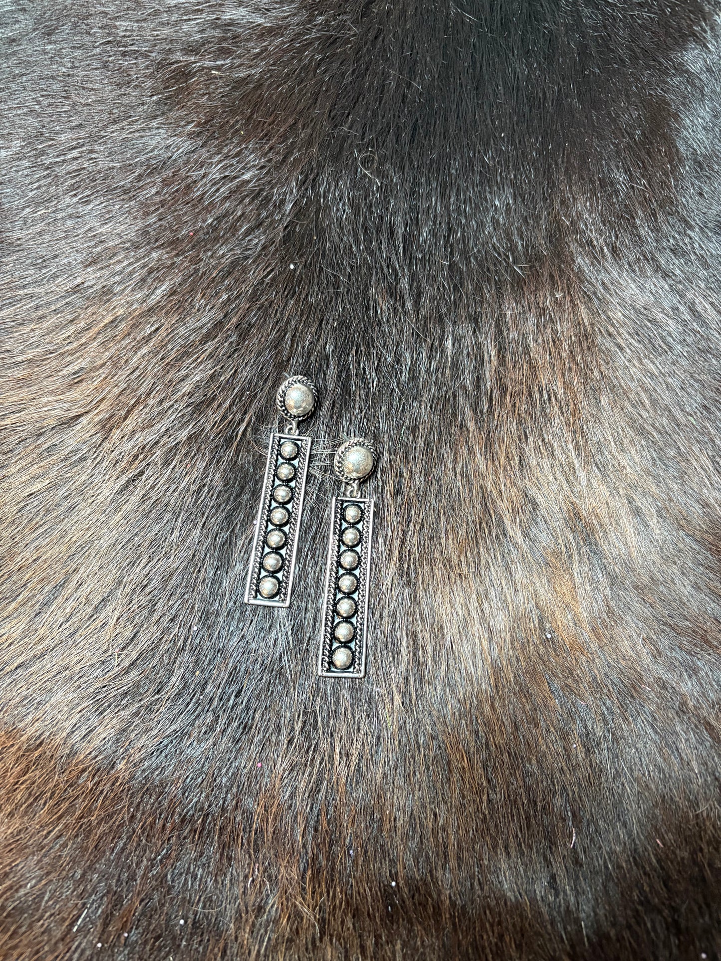 Western Ball Textured Bar Dangle Earring