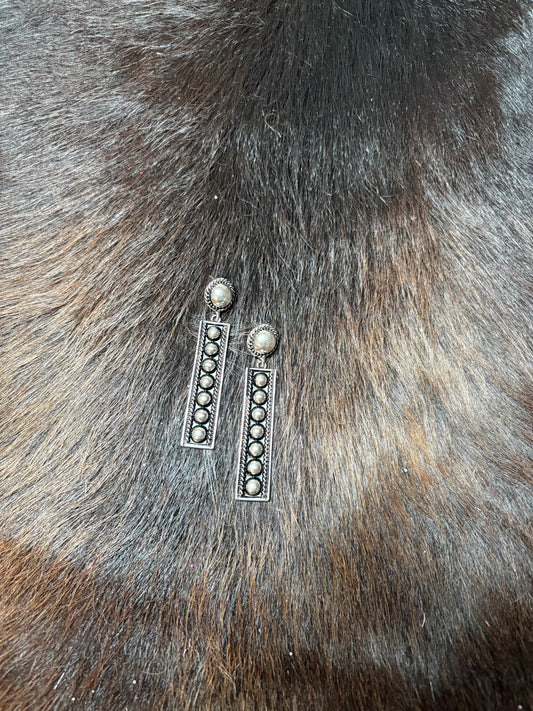 Western Ball Textured Bar Dangle Earring