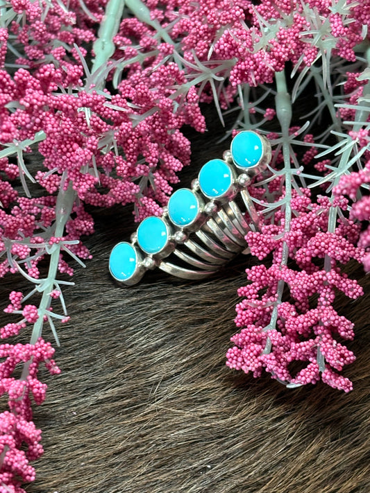 Native American Sterling Navajo Handmade Sleeping Beauty Turquoise Ring