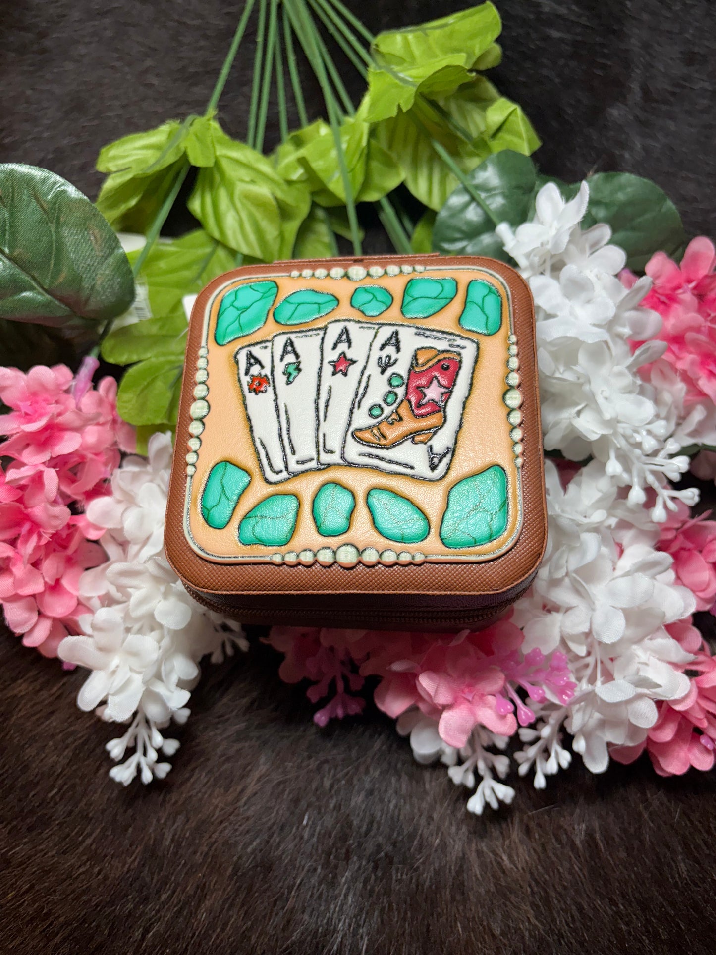 Western Tooled Square Jewelry Box