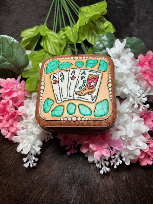 Western Tooled Square Jewelry Box