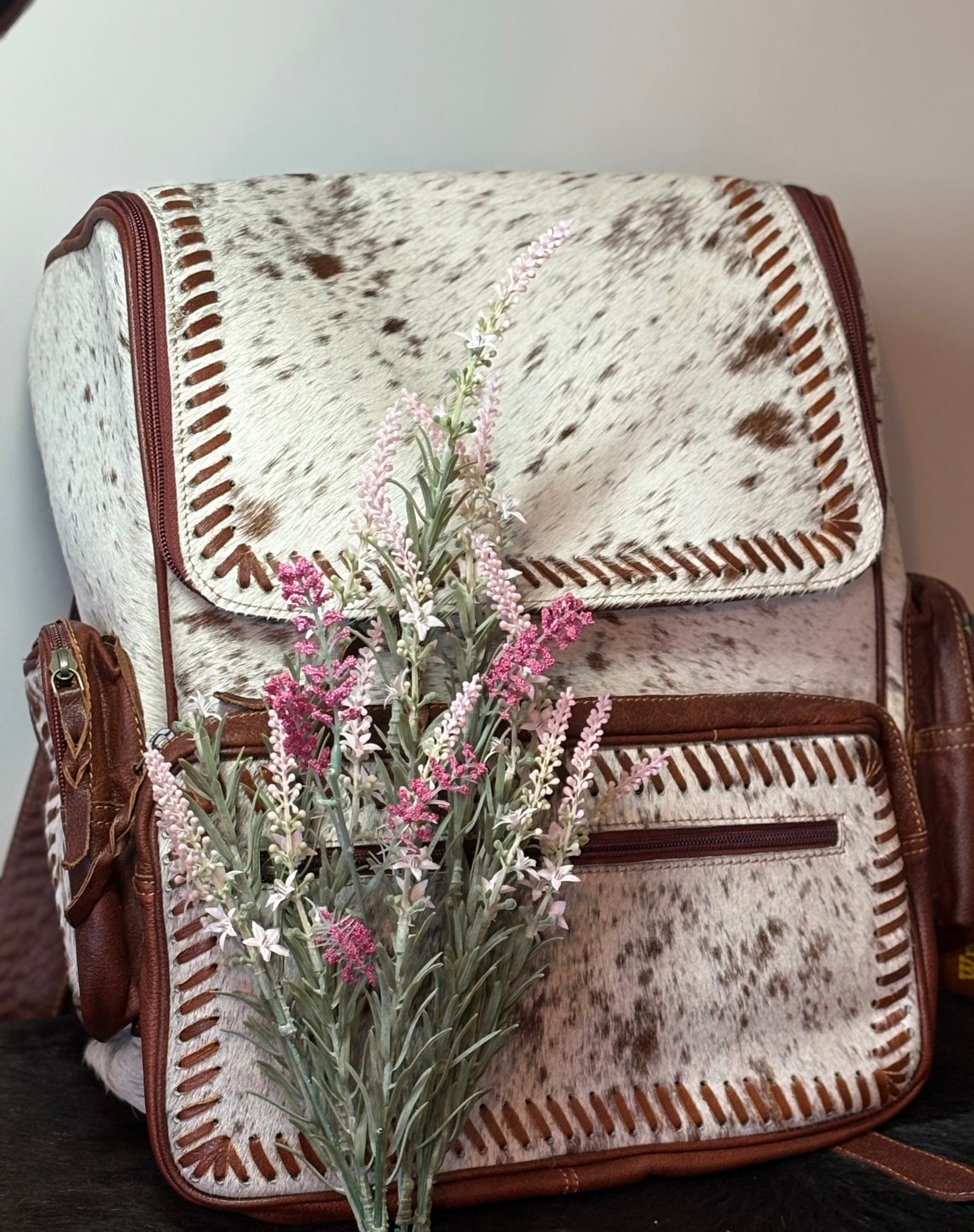 Full Size Cowhide and Leather Backpack
