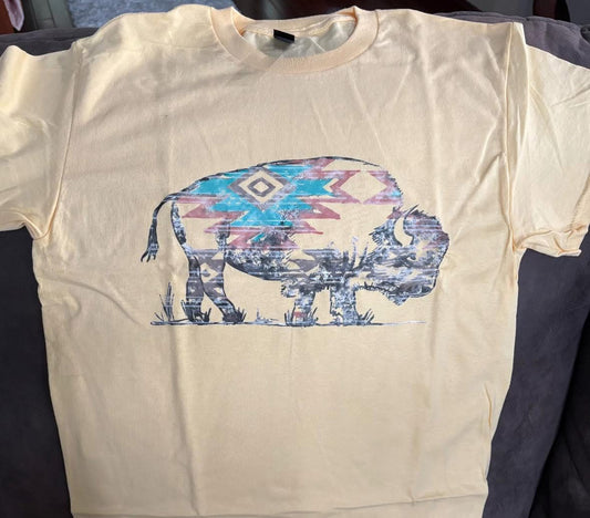 Distressed Aztec Buffalo Print Tee